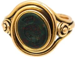 Victorian 18ct Gold Signet Ring With Bloodstone Intaglio Of Pelicans With A Coronet 13 Victorian 18ct Gold Signet Ring With Bloodstone Intaglio Of Pelicans With A Coronet -Antique Jewellery Company DSC07049 scaled 1