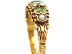 Victorian 15ct Gold Ring Set With Emeralds & Natural Split Pearls 14 Victorian 15ct Gold Ring Set With Emeralds & Natural Split Pearls -Antique Jewellery Company DSC07060