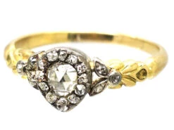 Early Victorian 18ct Gold Heart Shaped Ring Set With Diamonds 13 Early Victorian 18ct Gold Heart Shaped Ring Set With Diamonds -Antique Jewellery Company DSC07066 copy