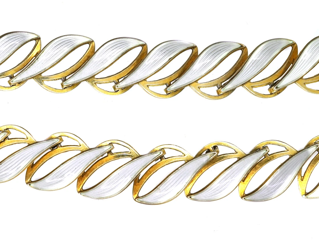 Silver & White Enamel Necklace By Albert Scharning 4 Silver & White Enamel Necklace By Albert Scharning - Image 2