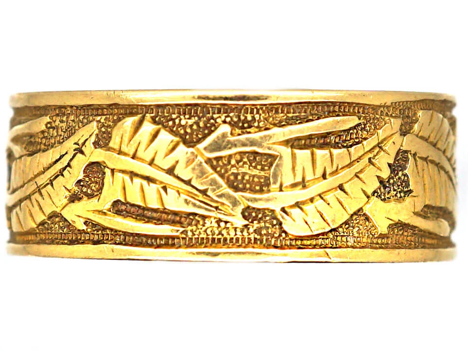 Victorian 18ct Gold Wedding Ring With Fern Detail 3 Victorian 18ct Gold Wedding Ring With Fern Detail