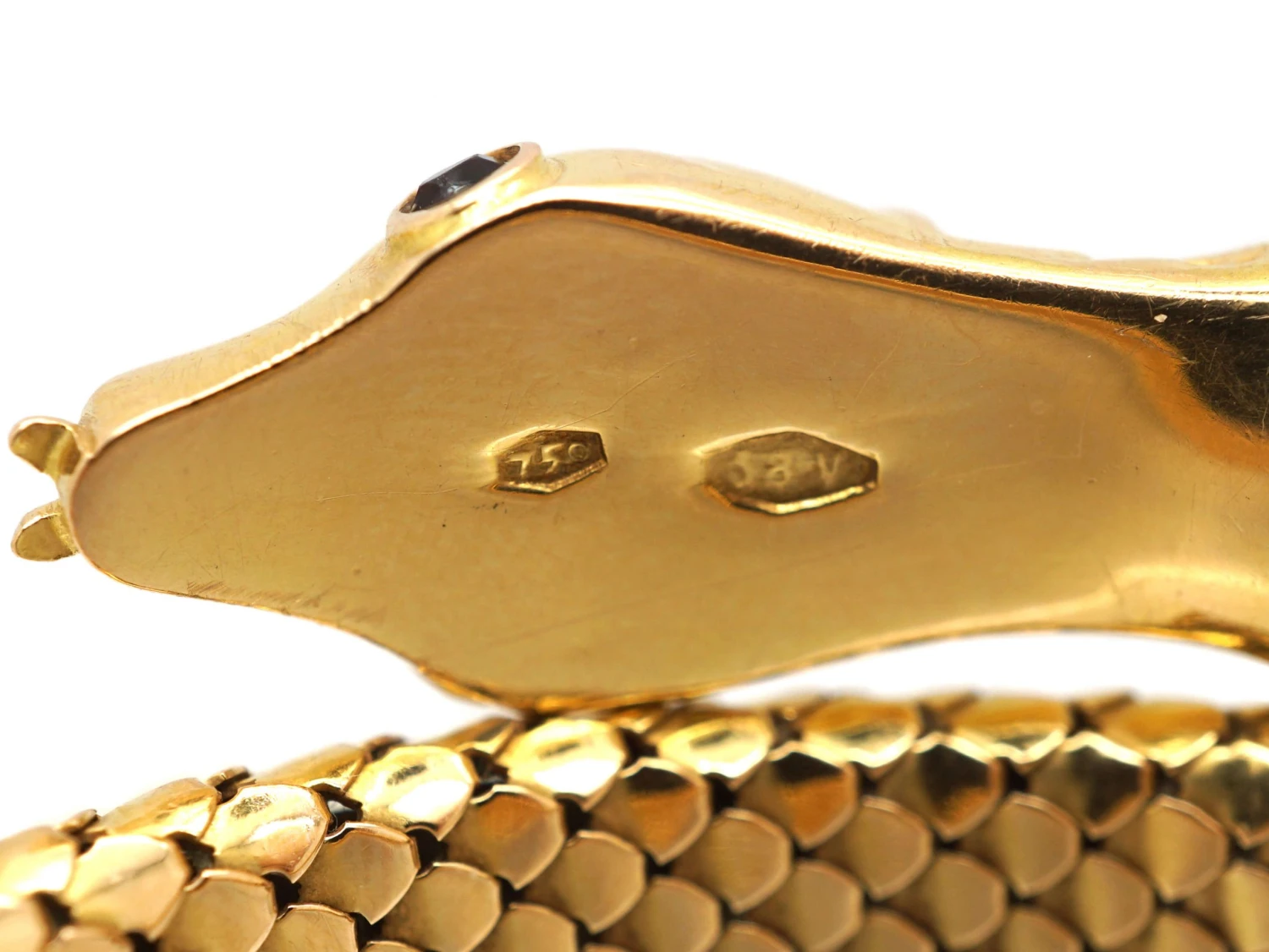 18ct Gold Snake Bangle With Garnet Eyes 6 18ct Gold Snake Bangle With Garnet Eyes - Image 4