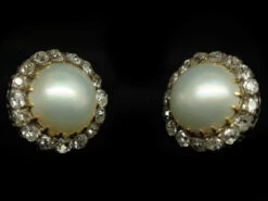 Edwardian Large 18ct Gold Pearl & Diamond Cluster Earrings -Antique Jewellery Company DSC07157