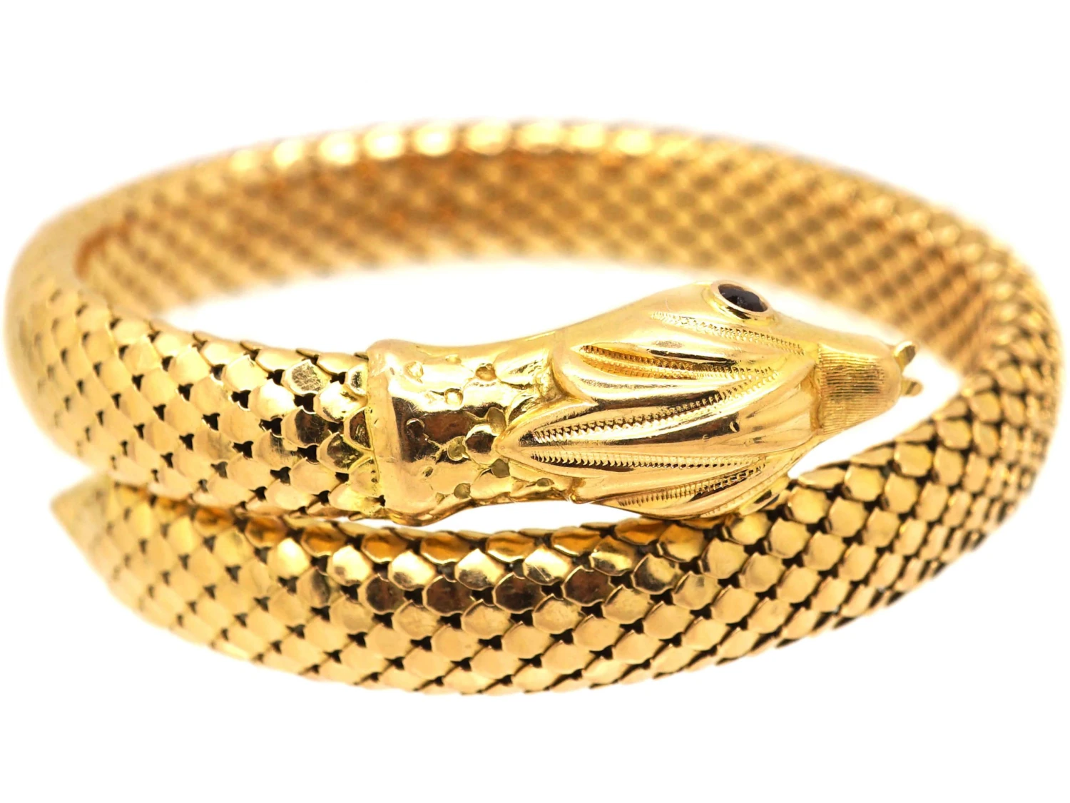 18ct Gold Snake Bangle With Garnet Eyes 7 18ct Gold Snake Bangle With Garnet Eyes - Image 5