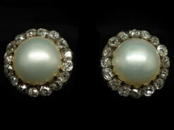 Edwardian Large 18ct Gold Pearl & Diamond Cluster Earrings -Antique Jewellery Company DSC07165