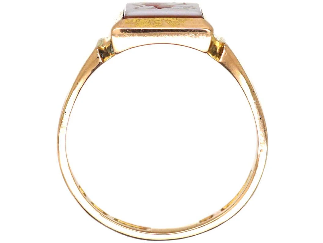 Art Deco 15ct Gold & Carnelian Signet Ring With Intaglio Of A Lion With Sword & Scales 4 Art Deco 15ct Gold & Carnelian Signet Ring With Intaglio Of A Lion With Sword & Scales - Image 2