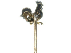 Edwardian Diamond & Enamel Cockerel Tie Pin With Ruby Eye -Antique Jewellery Company DSC07194
