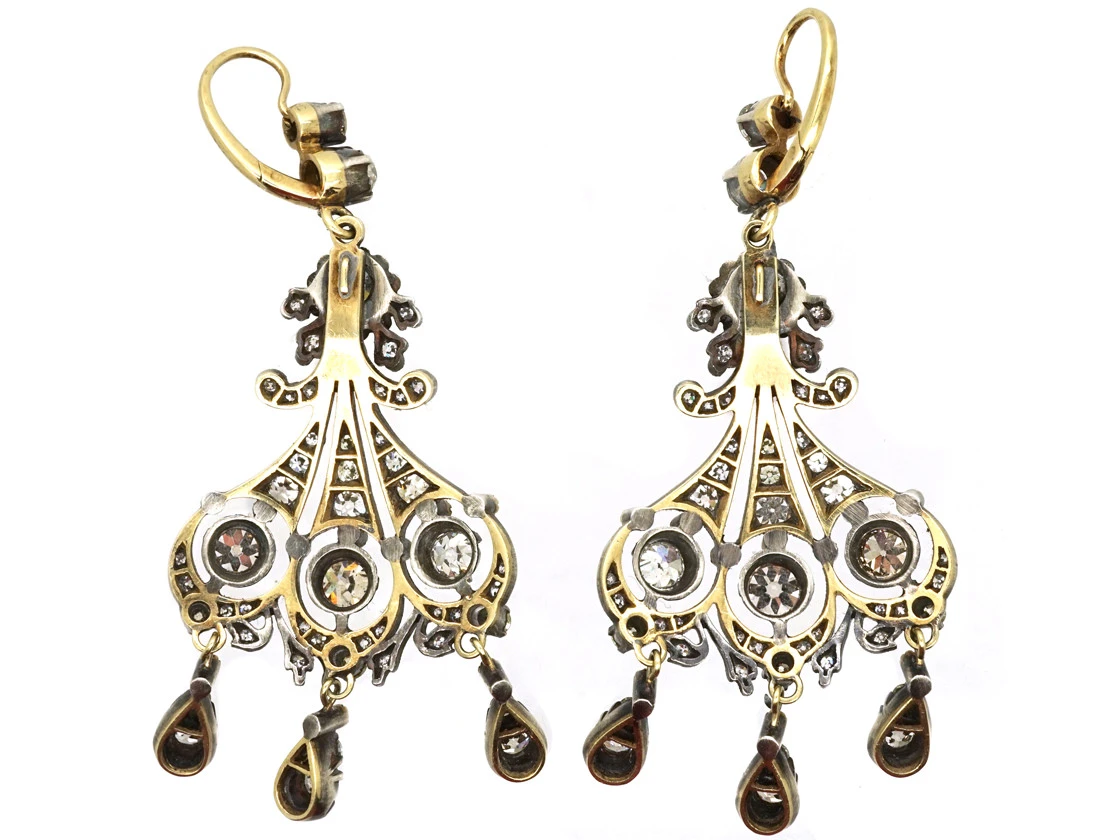 Large Triple Drop Diamond Earrings 6 Large Triple Drop Diamond Earrings - Image 4