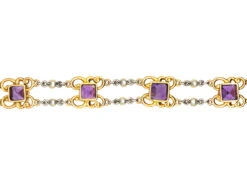 Edwardian 15ct Gold & Platinum, Amethyst & Natural Pearl Bracelet -Antique Jewellery Company DSC07202 1