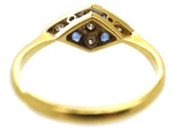 Art Deco 18ct Gold & Platinum, Sapphire & Diamond, Diamond Shaped Ring 12 Art Deco 18ct Gold & Platinum, Sapphire & Diamond, Diamond Shaped Ring -Antique Jewellery Company DSC07230