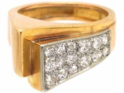 Retro 18ct Gold & Platinum Buckle Ring Set With Diamonds -Antique Jewellery Company DSC07230 scaled 1
