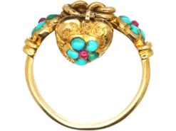 Regency 15ct Gold Knot & Heart Ring Set With Rubies & Turquoise 10 Regency 15ct Gold Knot & Heart Ring Set With Rubies & Turquoise -Antique Jewellery Company DSC07243 scaled 1