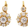 French 18ct Gold & Diamond Cluster Earrings In Original Case -Antique Jewellery Company DSC07245 1