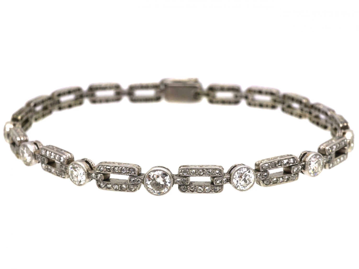 Early 20th Century Platinum & Diamond Bracelet 4 Early 20th Century Platinum & Diamond Bracelet - Image 2