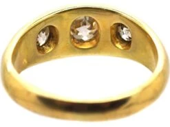 Victorian 18ct Gold Three Stone Old Mine Cut Diamond Gypsy Ring 11 Victorian 18ct Gold Three Stone Old Mine Cut Diamond Gypsy Ring -Antique Jewellery Company DSC07256
