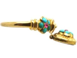 Regency 15ct Gold Knot & Heart Ring Set With Rubies & Turquoise 12 Regency 15ct Gold Knot & Heart Ring Set With Rubies & Turquoise -Antique Jewellery Company DSC07272 scaled 1