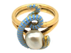 Victorian 18ct Gold Coiled Enamel Snake & Natural Pearl Ring 10 Victorian 18ct Gold Coiled Enamel Snake & Natural Pearl Ring -Antique Jewellery Company DSC07299