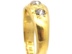Victorian 18ct Gold Three Stone Old Mine Cut Diamond Gypsy Ring 14 Victorian 18ct Gold Three Stone Old Mine Cut Diamond Gypsy Ring -Antique Jewellery Company DSC07303