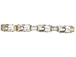 Art Deco Silver Leaf Motif Bracelet