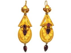 Victorian 15ct Gold & Almandine Garnet Drop Earrings