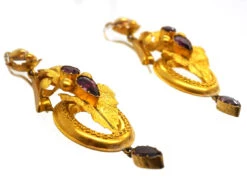 Victorian 15ct Gold & Almandine Garnet Drop Earrings -Antique Jewellery Company DSC07332 1