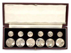 Victorian Set Of Silver Dress Buttons In Case By Firmin & Sons