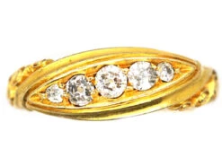 Victorian 18ct Gold Five Stone Diamond Slanted Ring