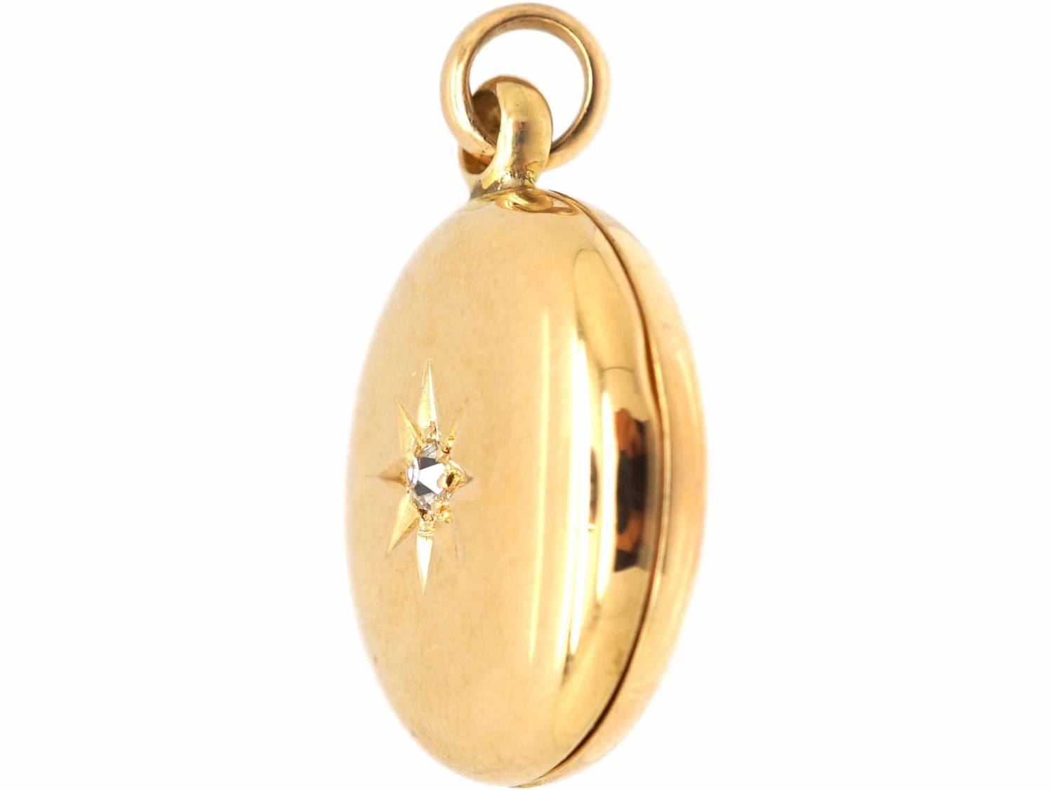 Edwardian 15ct Gold Round Locket Set With A Diamond 5 Edwardian 15ct Gold Round Locket Set With A Diamond - Image 3