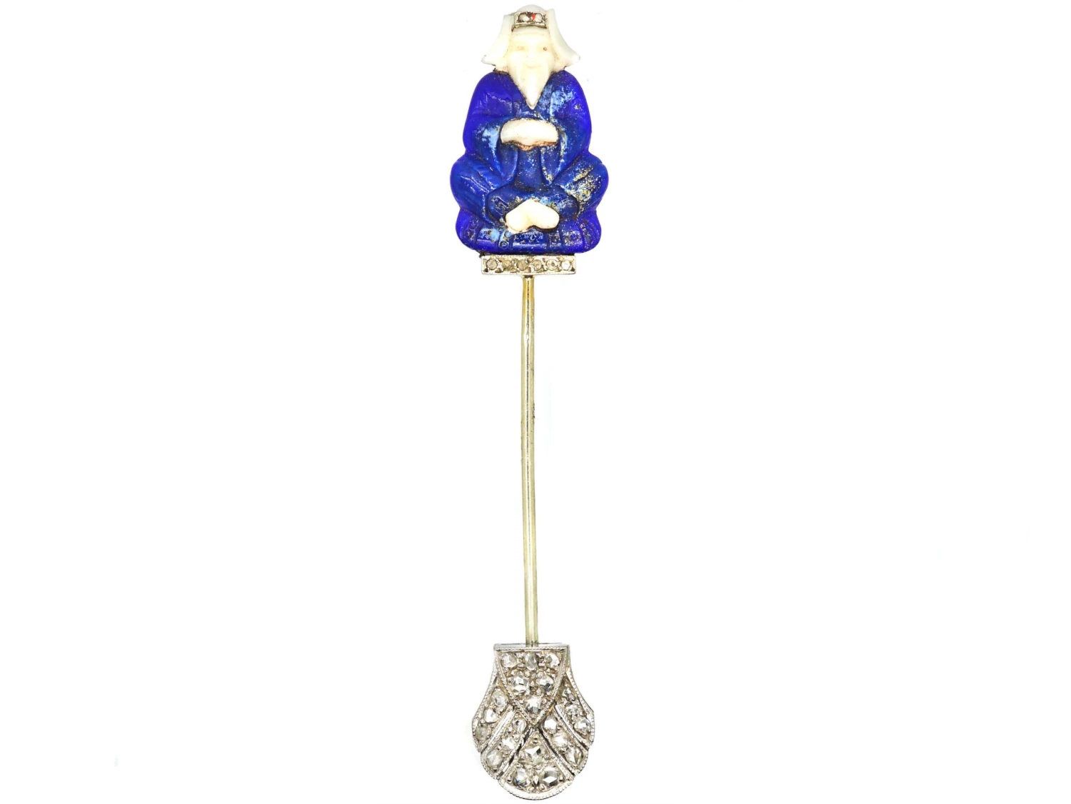 French 18ct White Gold Jabot Pin Of Confucius 3 French 18ct White Gold Jabot Pin Of Confucius