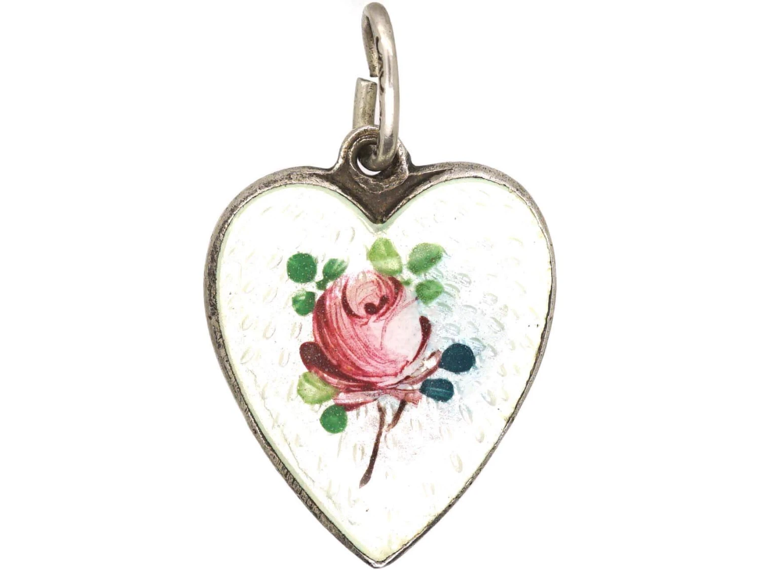 Norwegian Heart Shaped Pendant With Enamelled Rose & Lion 3 Norwegian Heart Shaped Pendant With Enamelled Rose & Lion
