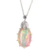 Edwardian 18ct White Gold, Opal & Diamond Pendant On 18ct White Gold Chain -Antique Jewellery Company DSC07377