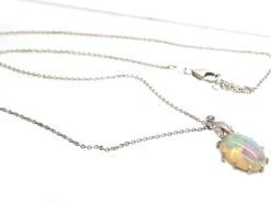 Edwardian 18ct White Gold, Opal & Diamond Pendant On 18ct White Gold Chain 14 Edwardian 18ct White Gold, Opal & Diamond Pendant On 18ct White Gold Chain -Antique Jewellery Company DSC07382 2