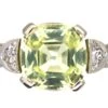 Art Deco 18ct White Gold, Chrysolite & Diamond Ring -Antique Jewellery Company DSC07384