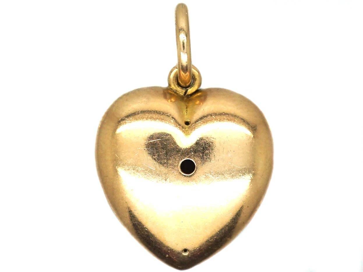 Victorian 15ct Gold Heart Shaped PendantPavé Set With Natural Split Pearls & A Ruby 5 Victorian 15ct Gold Heart Shaped PendantPavé Set With Natural Split Pearls & A Ruby - Image 3