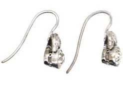 Edwardian 18ct White Gold Flower Bud & Leaf Earrings Set With Diamonds 5 Edwardian 18ct White Gold Flower Bud & Leaf Earrings Set With Diamonds -Antique Jewellery Company DSC07390