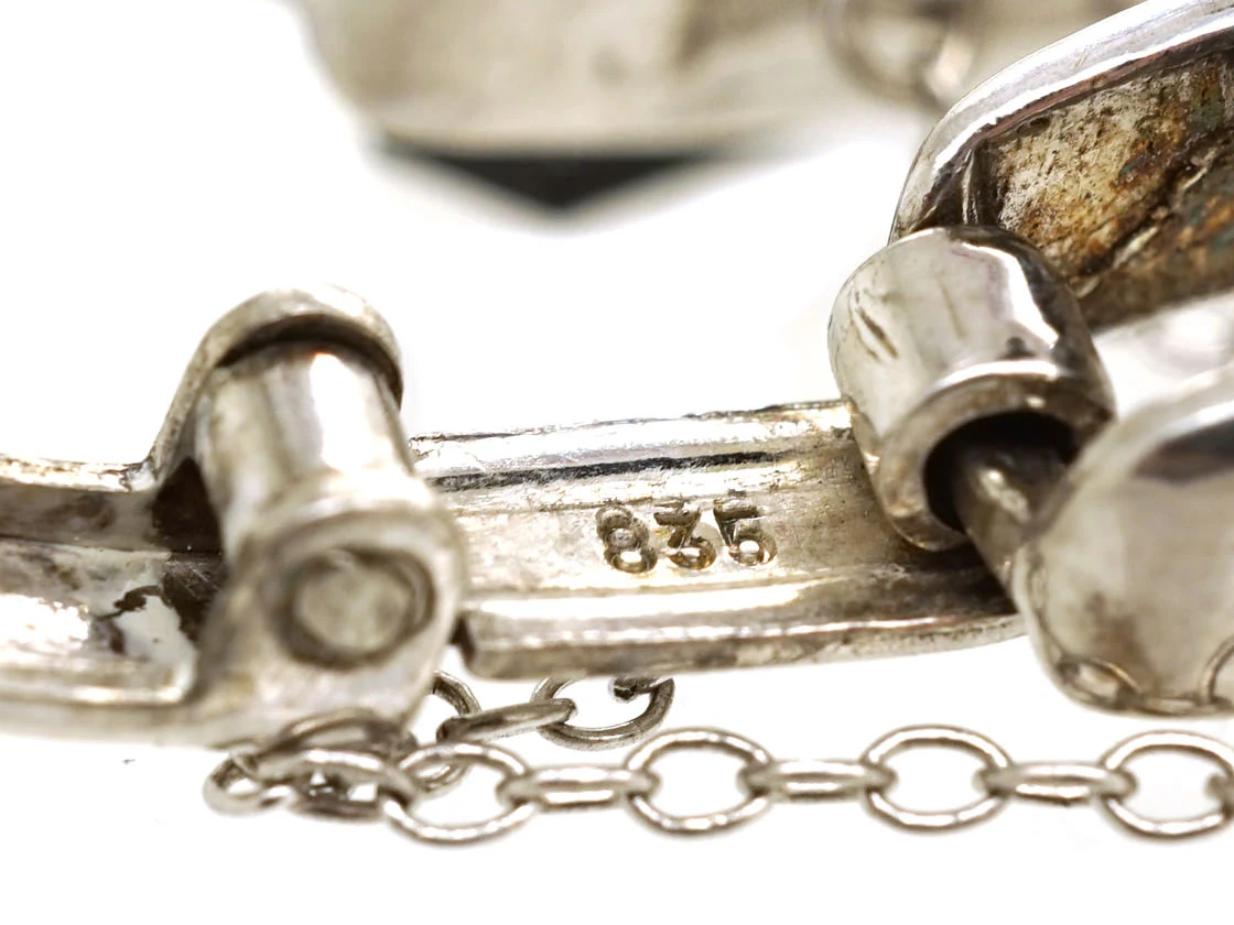 1960s Onyx & Silver Bracelet 6 1960s Onyx & Silver Bracelet - Image 4