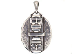 Victorian Silver Double Buckle Oval Locket
