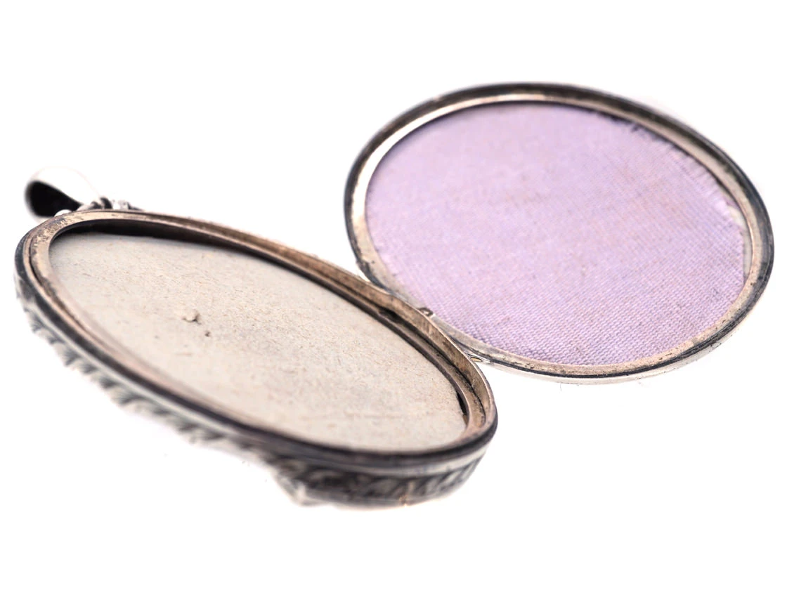 Victorian Silver Double Buckle Oval Locket 7 Victorian Silver Double Buckle Oval Locket - Image 5