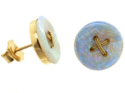15ct Gold Opal Button Earrings -Antique Jewellery Company DSC07414