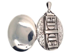 Victorian Silver Double Buckle Oval Locket 11 Victorian Silver Double Buckle Oval Locket -Antique Jewellery Company DSC07415 1