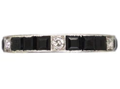 Early 20th Century Platinum Eternity Ring Set With Onyx & Diamonds