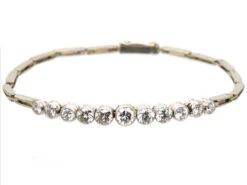 Early 20th Century 18ct White Gold & Platinum, Diamond Line Bracelet -Antique Jewellery Company DSC07449