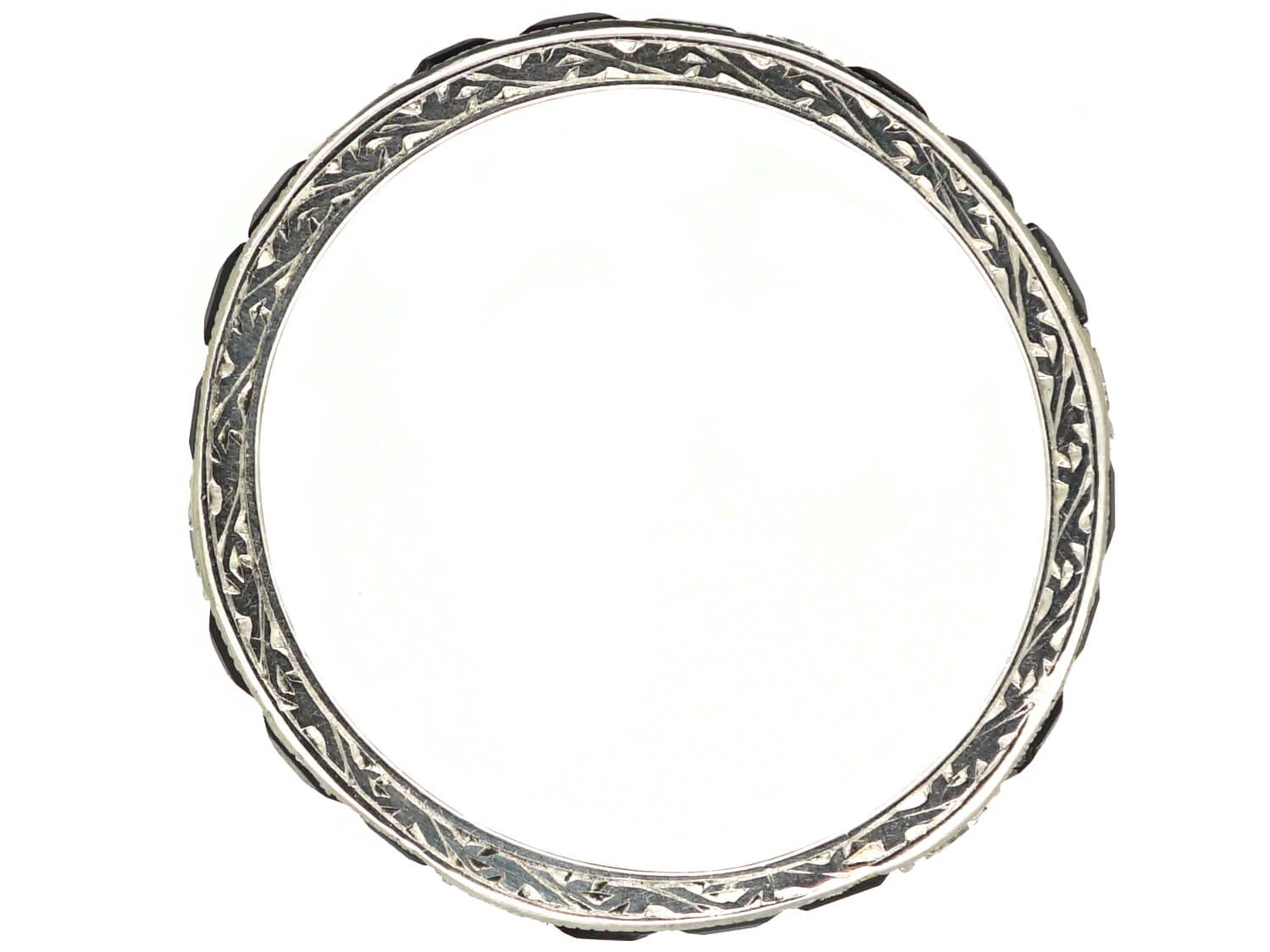 Early 20th Century Platinum Eternity Ring Set With Onyx & Diamonds 4 Early 20th Century Platinum Eternity Ring Set With Onyx & Diamonds - Image 2