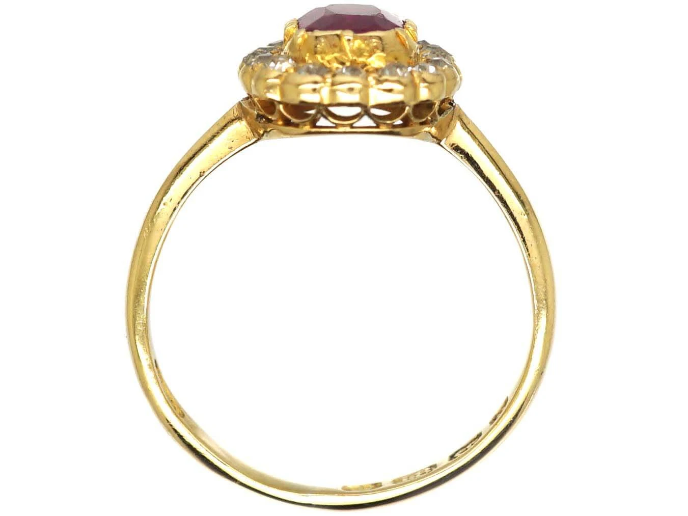 Victorian 18ct Gold, Ruby & Diamond Oval Cluster Ring 4 Victorian 18ct Gold, Ruby & Diamond Oval Cluster Ring - Image 2