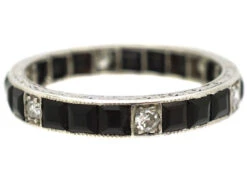 Early 20th Century Platinum Eternity Ring Set With Onyx & Diamonds 11 Early 20th Century Platinum Eternity Ring Set With Onyx & Diamonds -Antique Jewellery Company DSC07468.jpg