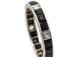 Early 20th Century Platinum Eternity Ring Set With Onyx & Diamonds 10 Early 20th Century Platinum Eternity Ring Set With Onyx & Diamonds -Antique Jewellery Company DSC07474