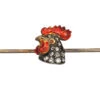 Edwardian 9ct Gold & Red Enamel Cockerel’s Head Brooch Set With Rose Diamonds