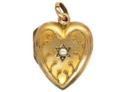 Edwardian 9ct Gold & Pearl Heart Locket
