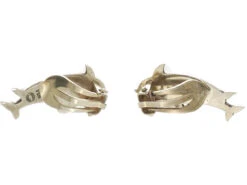 Silver Dolphin Clip On Earrings By Arno Malinowski For Georg Jensen -Antique Jewellery Company DSC07510