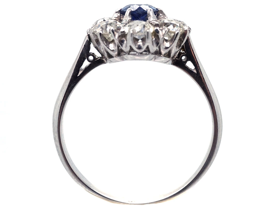 Platinum, Diamond & Sapphire Cluster Ring 5 Platinum, Diamond & Sapphire Cluster Ring - Image 3